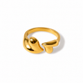 Asymmetrical Gold Stainless Steel Open Ring