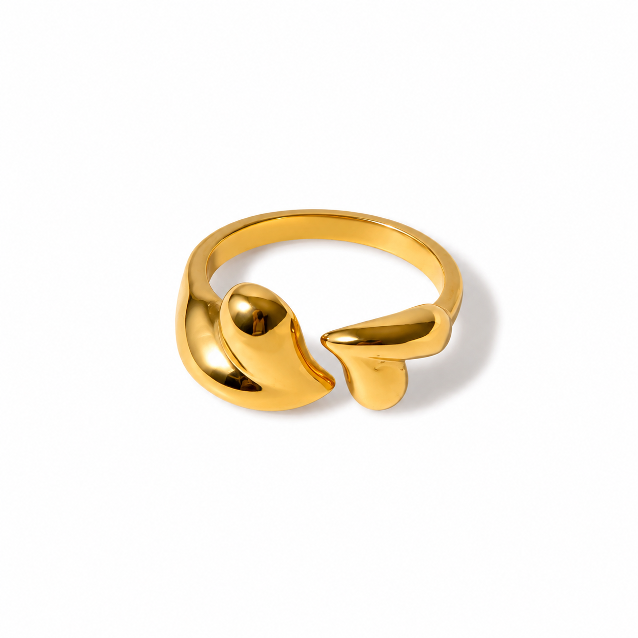Asymmetrical Gold Stainless Steel Open Ring