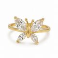 Elegant Butterfly Crystal Ring – Gold-Plated Adjustable Fashion Ring